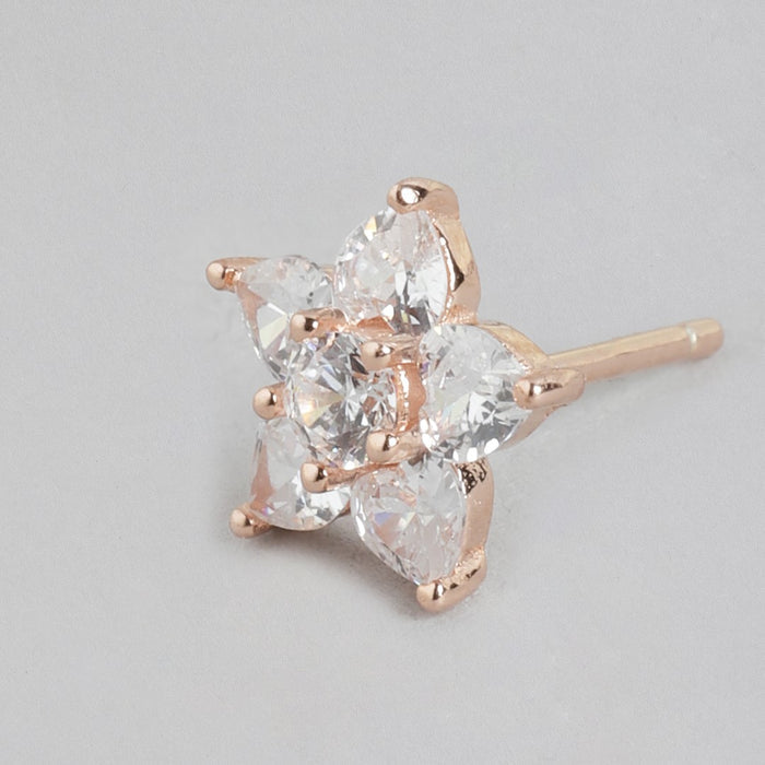 Stardust Sparkle 925 Sterling Silver Earrings with Rose Gold Plating