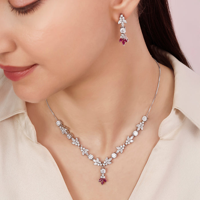 Starlight Serenade Rhodium Plated 925 Sterling Silver Jewellery Set