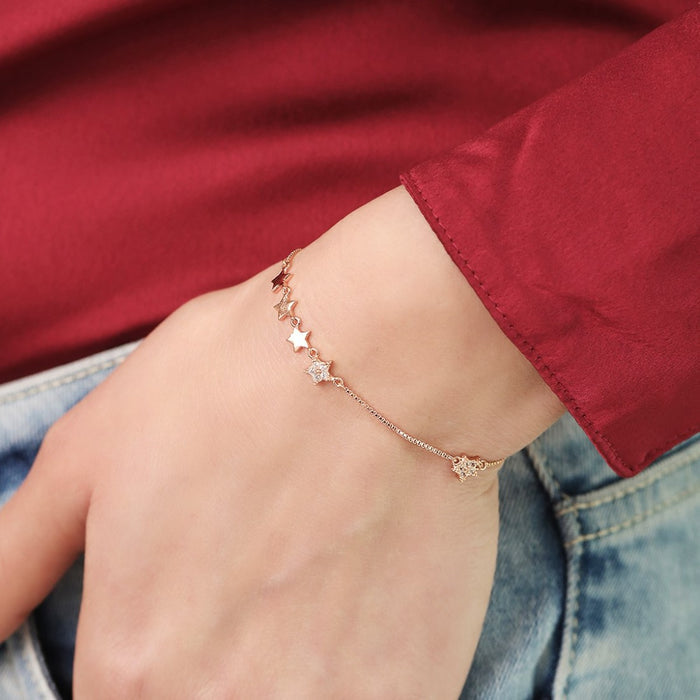 Starlight Splendor Rose Gold-Plated 925 Sterling Silver Bracelet