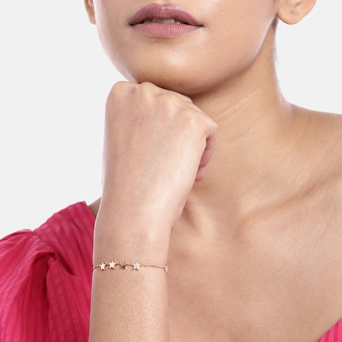 Starlight Splendor Rose Gold-Plated 925 Sterling Silver Bracelet