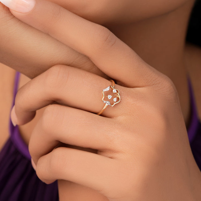 Starlit Grace Gold Plated Ring with Lab-Grown Diamonds