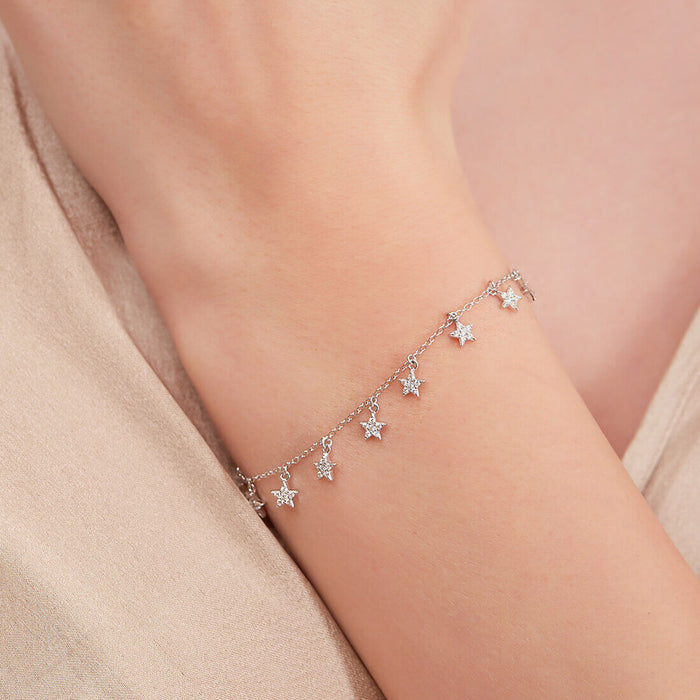 Starry Charms Cubic Zirconia 925 Silver Bracelet
