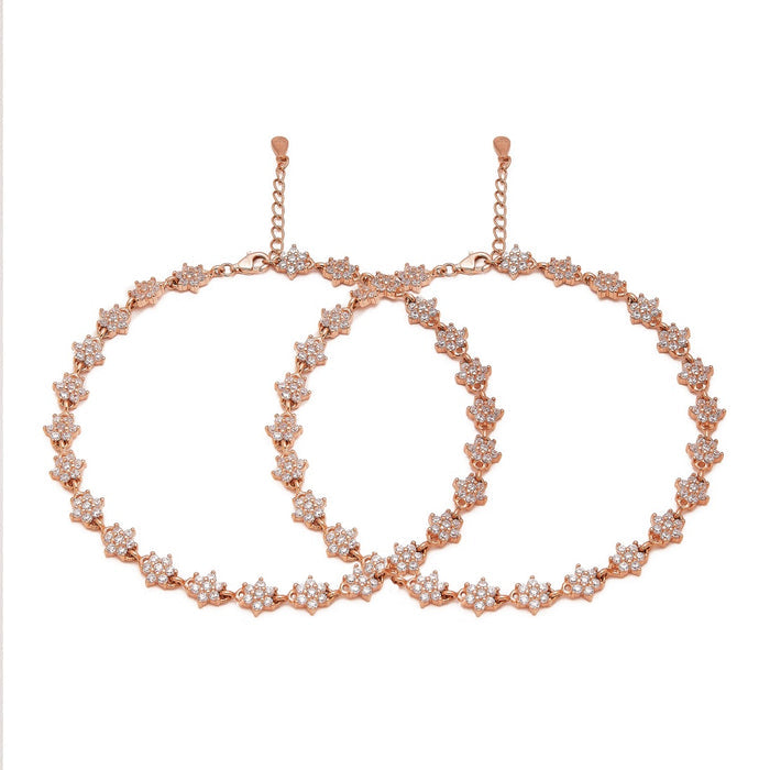 Starry Elegance Rose Gold-Plated 925 Sterling Silver Anklet
