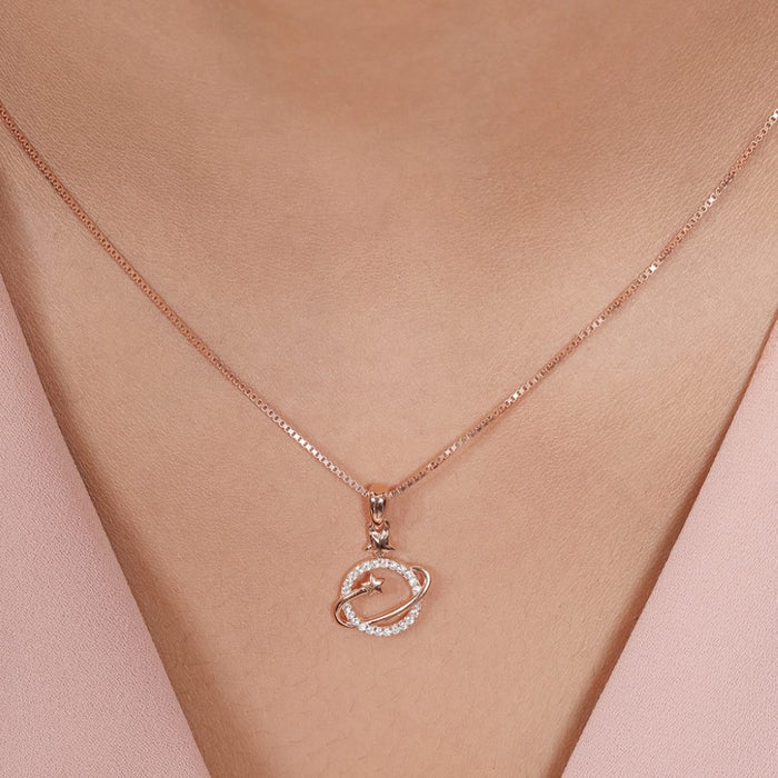 Starry Elegance Rose Gold Plated 925 Sterling Silver Pendant