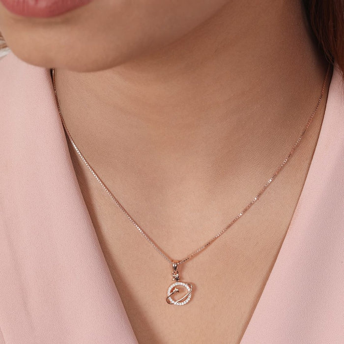 Starry Elegance Rose Gold Plated 925 Sterling Silver Pendant