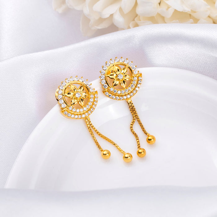 Starry Night 925 Sterling Silver Gold-Plated Circle with Star Earrings