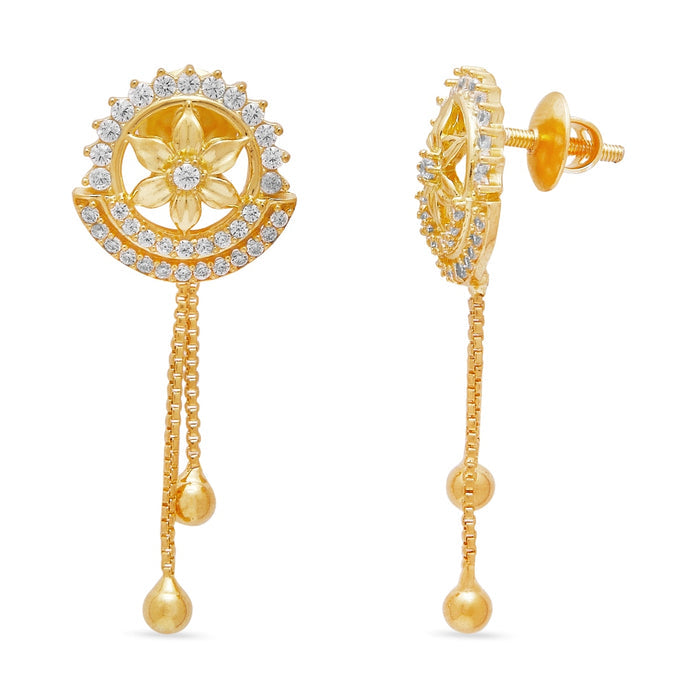 Starry Night 925 Sterling Silver Gold-Plated Circle with Star Earrings