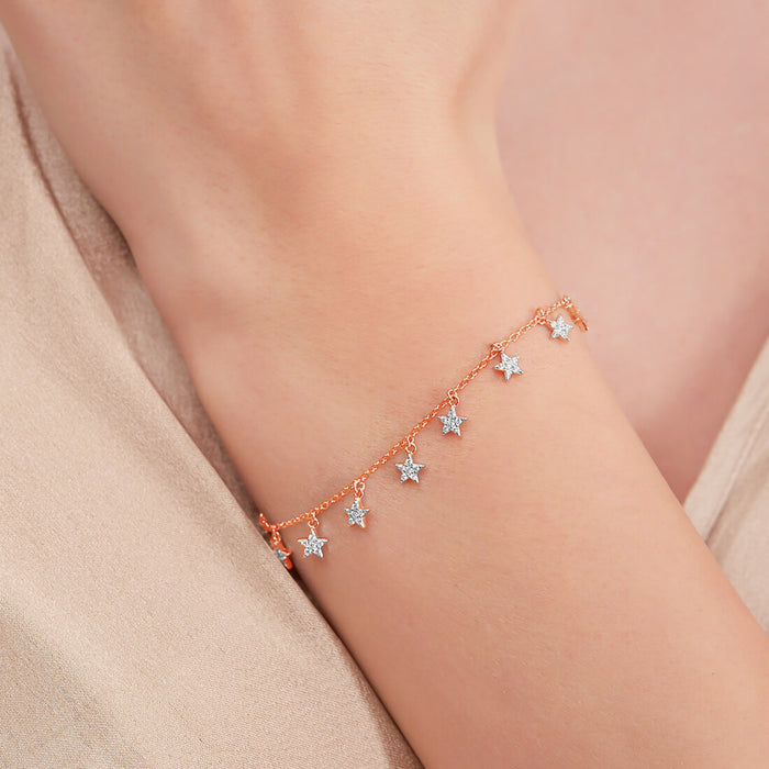 Starry Nights 925 Silver Bracelet in Rose Gold