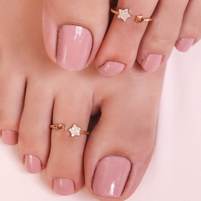 Starry Nights 925 Sterling Silver Rose Gold-Plated Star Toe Ring