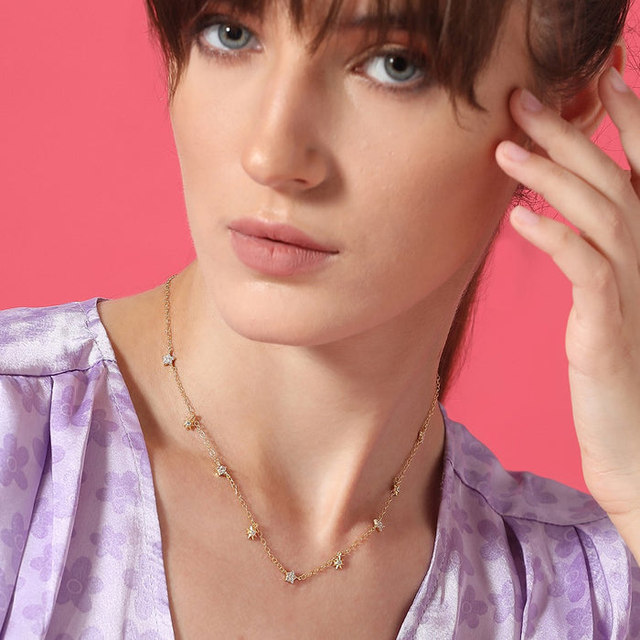 Starry Nights Gold Plated 925 Sterling Silver Necklace with CZ