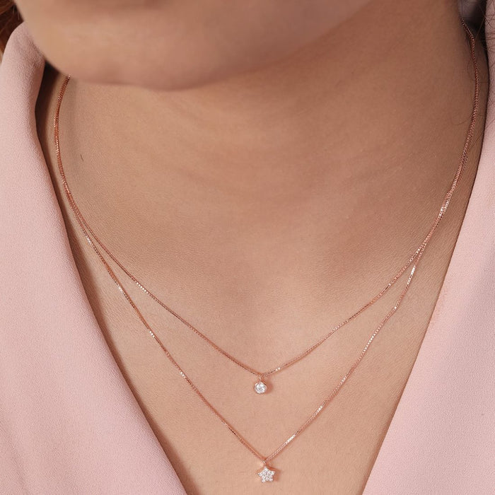 Starry Nights Rose Gold Plated 925 Sterling Silver Necklace