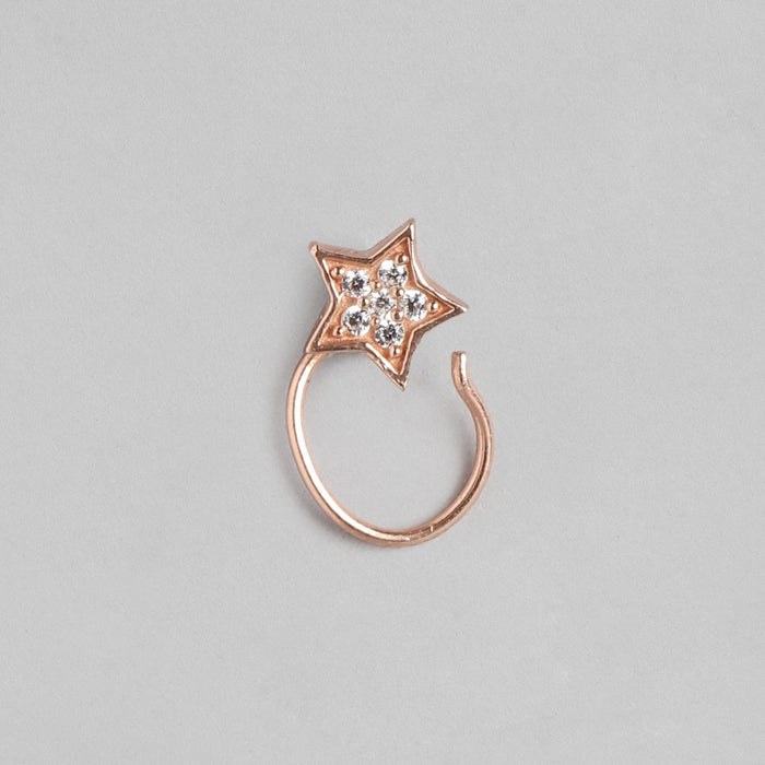 Starry Radiance Rose Gold-Plated Cubic Zirconia Star Nosepin