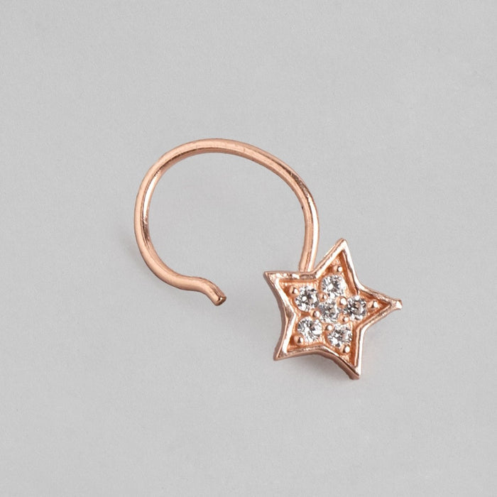 Starry Radiance Rose Gold-Plated Cubic Zirconia Star Nosepin