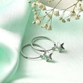 Stellar Drops 925 Sterling Silver Hoop Earrings with Drop-Stars
