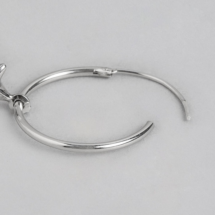 Stellar Drops 925 Sterling Silver Hoop Earrings with Drop-Stars