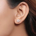 Stellar Floral Rose 925 Sterling Silver Star Earrings