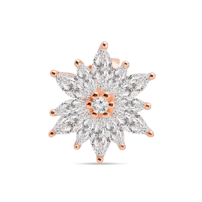 Stellar Floral Rose 925 Sterling Silver Star Earrings