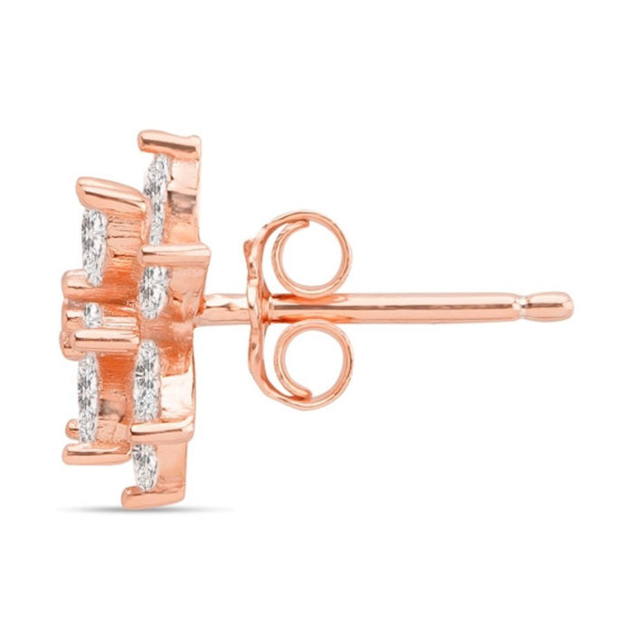 Stellar Floral Rose 925 Sterling Silver Star Earrings
