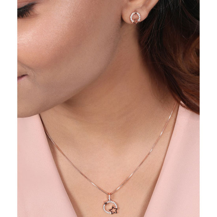 Stellar Harmony Rose Gold Plated 925 Sterling Silver Jewelry Set