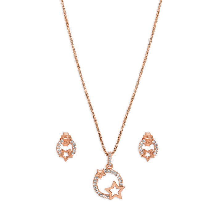Stellar Harmony Rose Gold Plated 925 Sterling Silver Jewelry Set