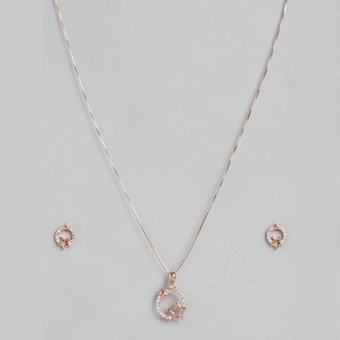 Stellar Harmony Rose Gold Plated 925 Sterling Silver Jewelry Set