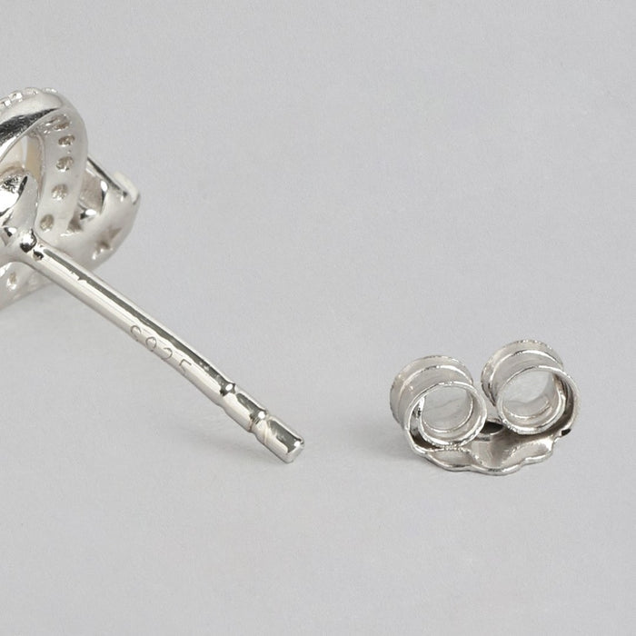 Stellar Pearl Radiance Rhodium-Plated 925 Sterling Star Earrings