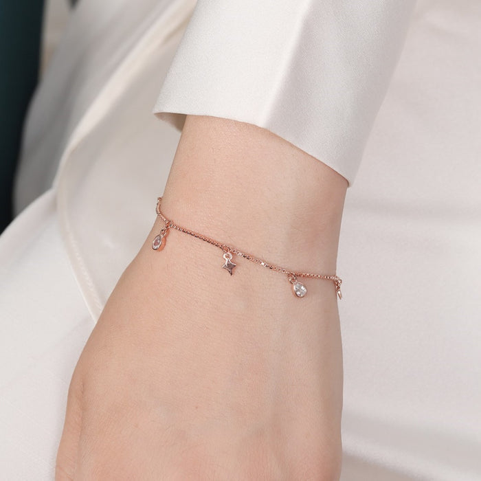 Stellar Radiance Rose Gold Plated 925 Silver Bracelet (Adjustable)