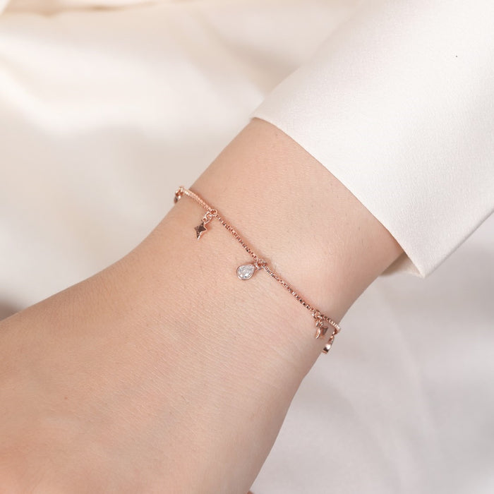 Stellar Radiance Rose Gold Plated 925 Silver Bracelet (Adjustable)