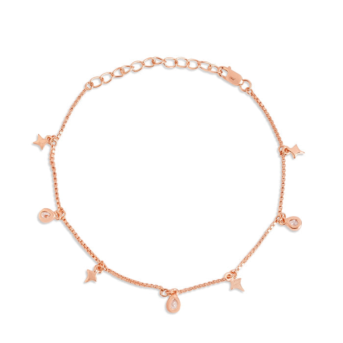 Stellar Radiance Rose Gold Plated 925 Silver Bracelet (Adjustable)