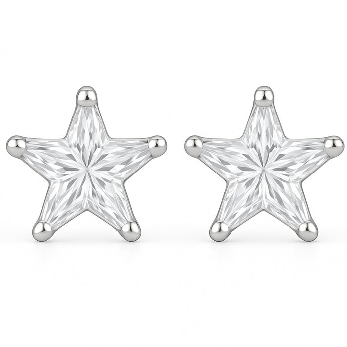 Sterling Star Zircon 925 Stud Silver Earrings