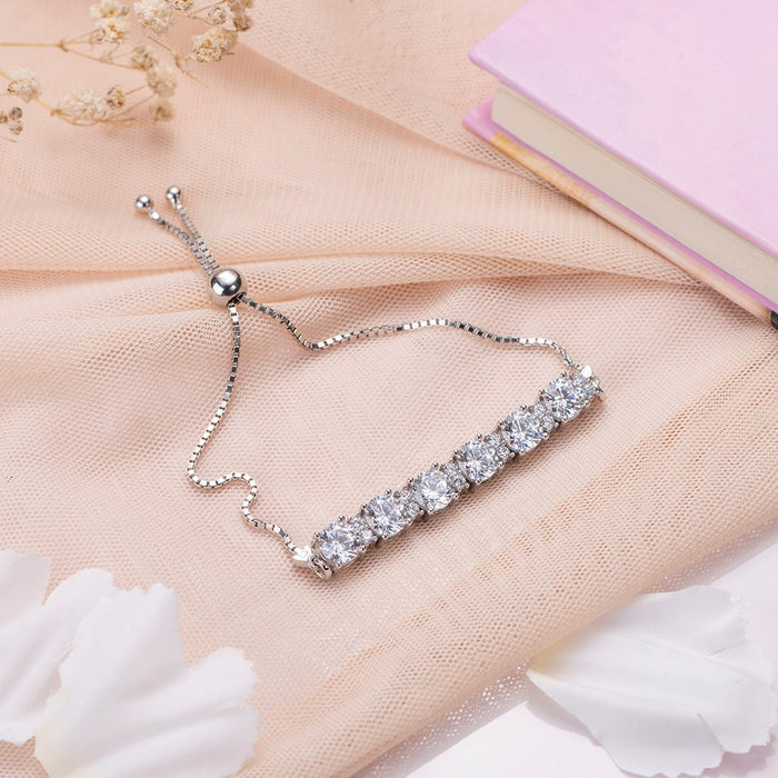 Streamlined Shine Rhodium Plated 925 sterling Silver Bracelet