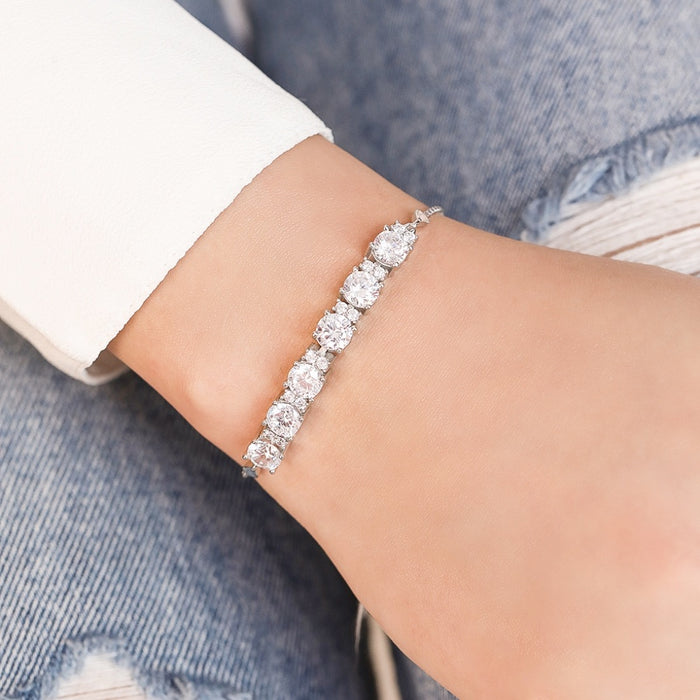 Streamlined Shine Rhodium Plated 925 sterling Silver Bracelet