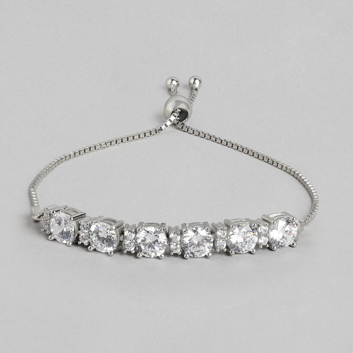 Streamlined Shine Rhodium Plated 925 sterling Silver Bracelet