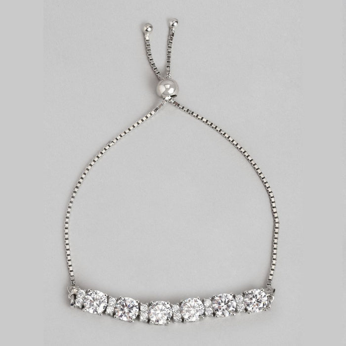 Streamlined Shine Rhodium Plated 925 sterling Silver Bracelet