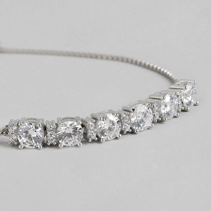 Streamlined Shine Rhodium Plated 925 sterling Silver Bracelet