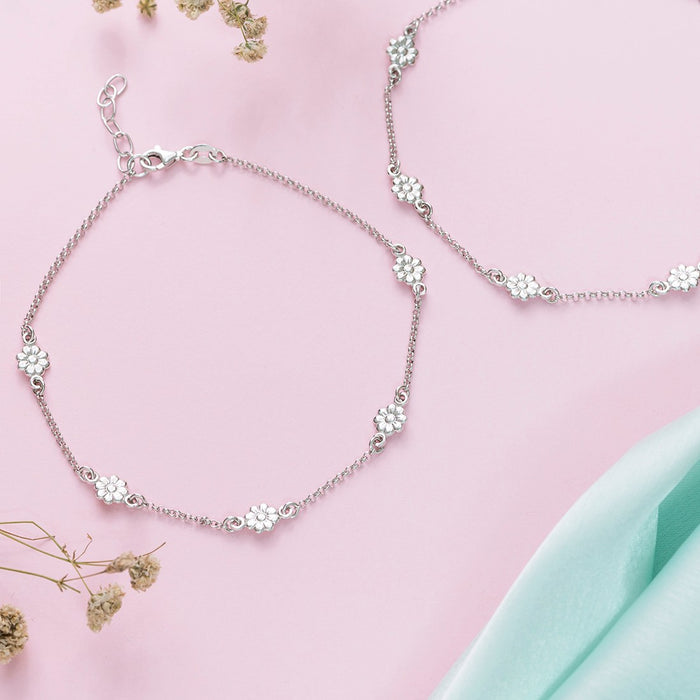 Studded flower 925 Sterling Anklets