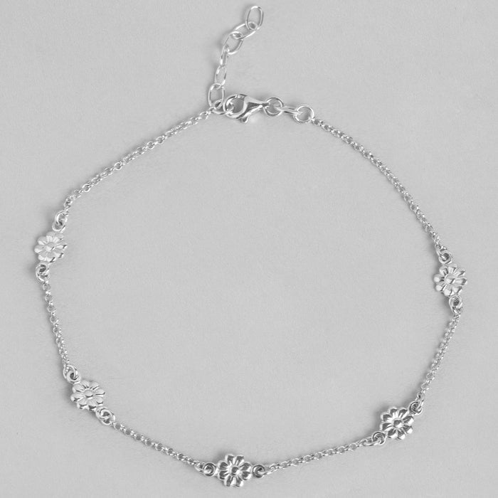 Studded flower 925 Sterling Anklets