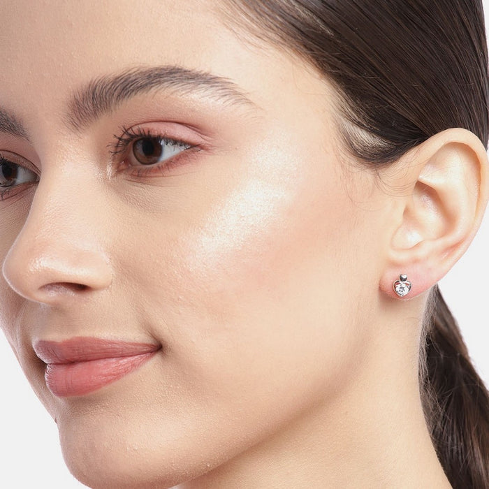 Stunning Heart-Flower 925 Sterling Silver Stud Earring Combo