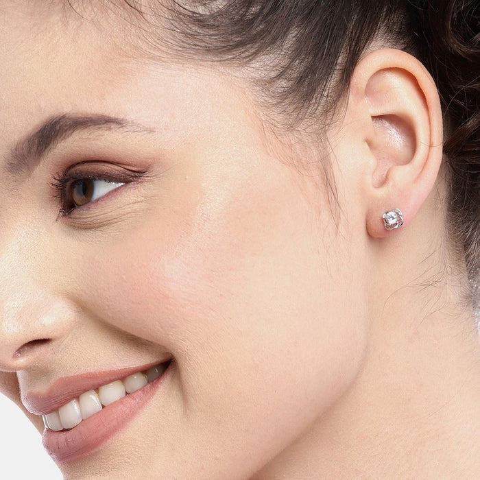 Stunning Heart-Flower 925 Sterling Silver Stud Earring Combo