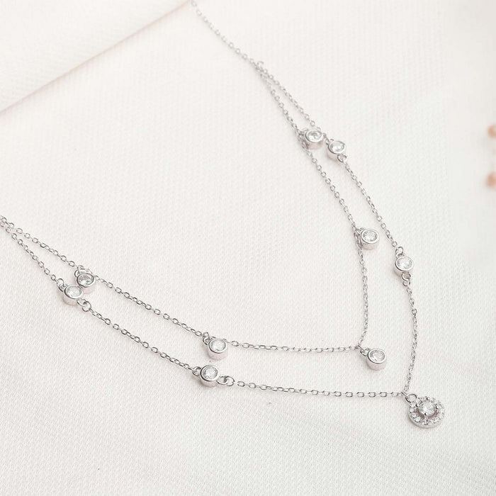 Stunning Silver Layered 925 Silver Necklace