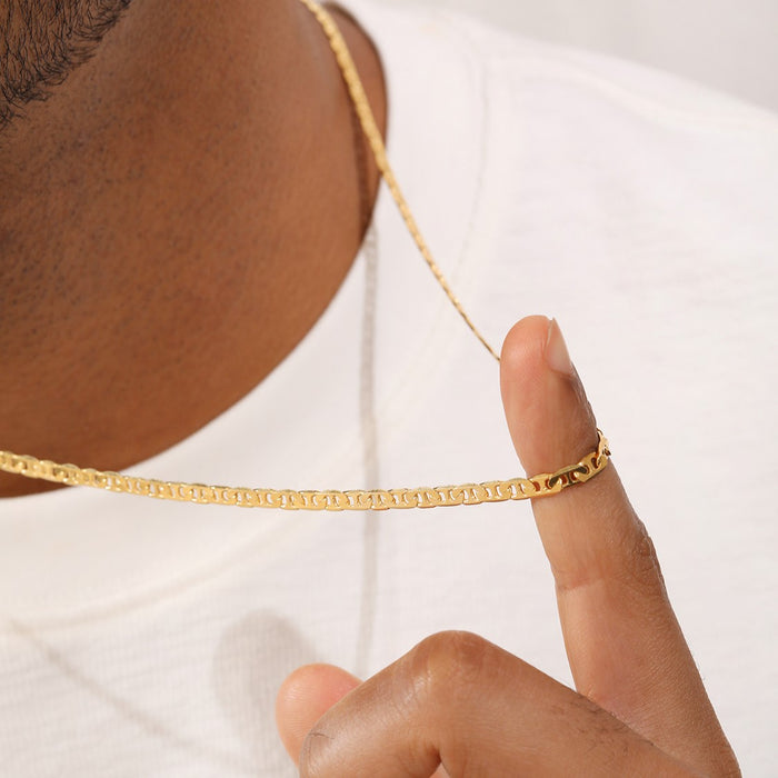 Stylish Men's Gold-Plated 925 Sterling Silver Men's Chain