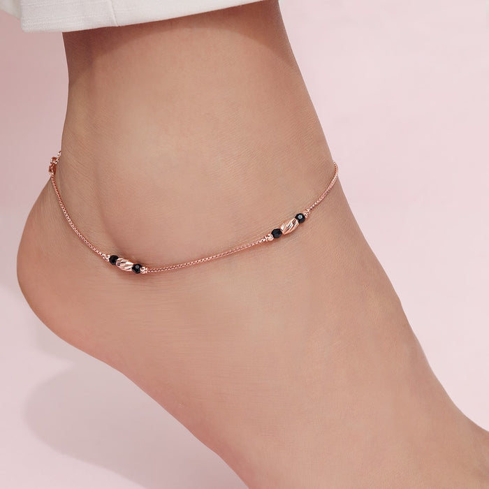 Stylish Rose gold Plated 925 Sterling Silver Box Chain Anklet