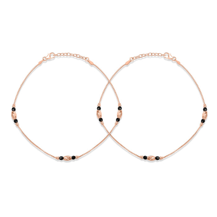 Stylish Rose gold Plated 925 Sterling Silver Box Chain Anklet