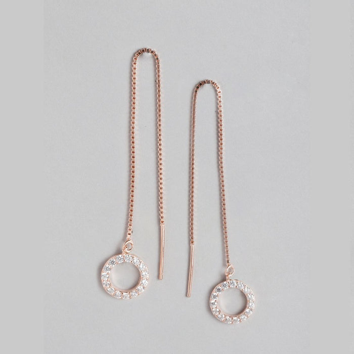 Sui Dhaga 925 Silver Earrings in Rose Gold