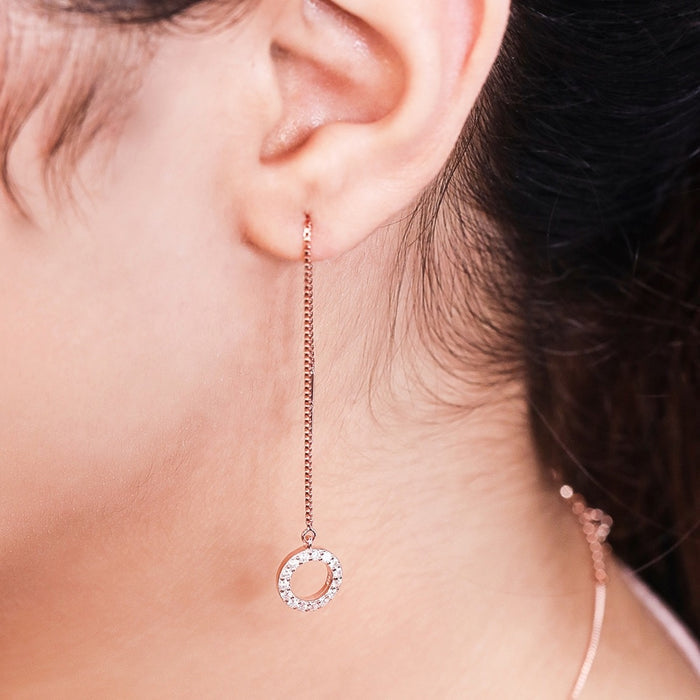Sui Dhaga 925 Silver Earrings in Rose Gold