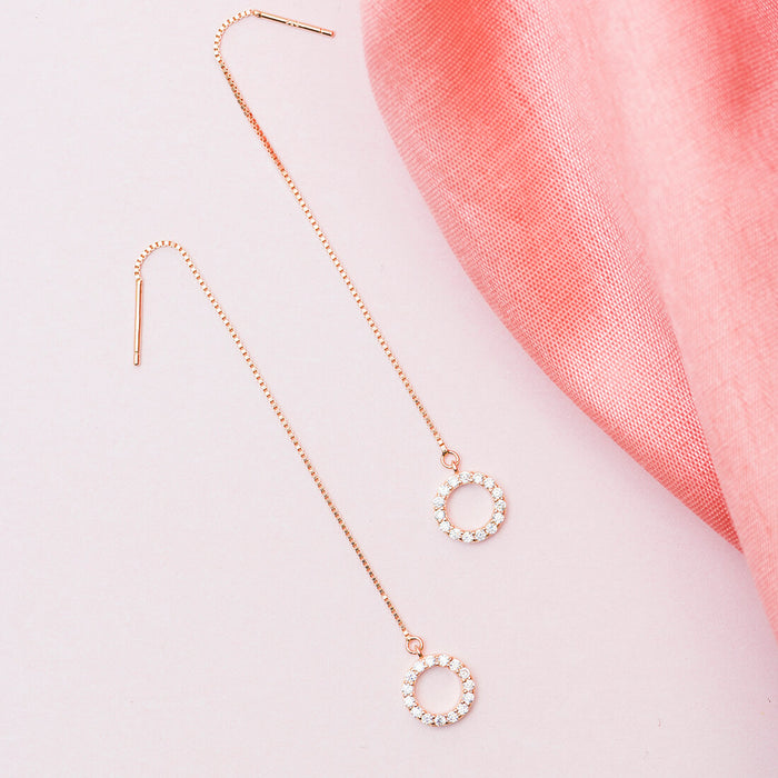 Sui Dhaga 925 Silver Earrings in Rose Gold