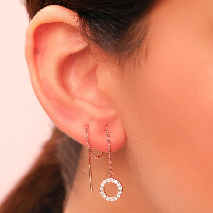 Sui Dhaga 925 Silver Earrings in Rose Gold
