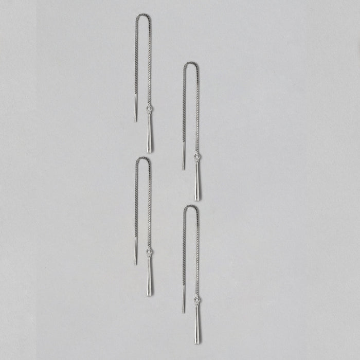 Sui Dhaga Rhodium Plated 925 Sterling Silver Earrings Combo