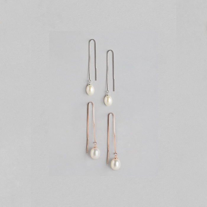 Sui Dhaga with Pearl Duo 925 Sterling Silver Earring