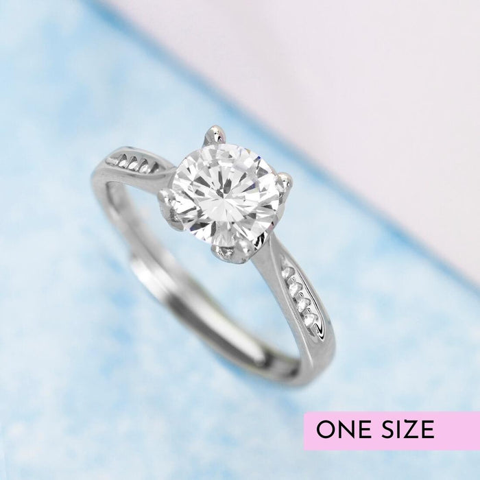 Sweetheart Solitaire 925 Silver Ring (Adjustable)